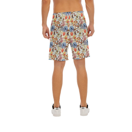 Woodland Friends Sketch - Men’s Pocket Beach Shorts