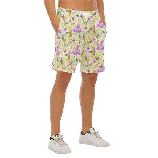 Watercolor Golden Hair Kingdom - Men’s Pocket Beach Shorts