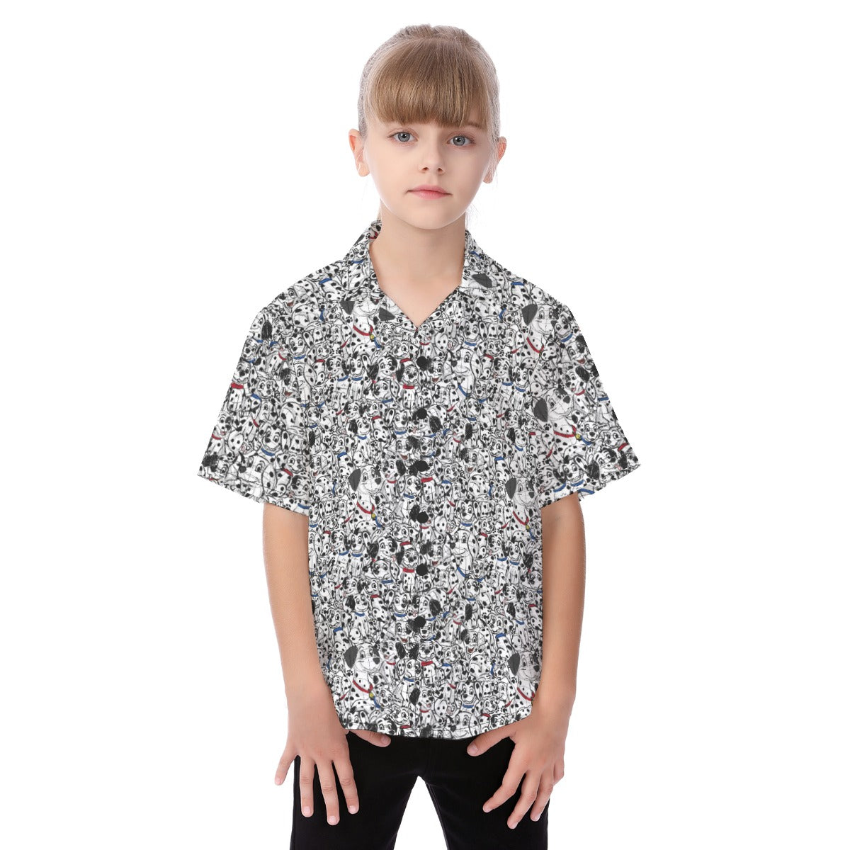 Sketchy Spotted Puppies - Kid's Hawaiian Button Up Shirt