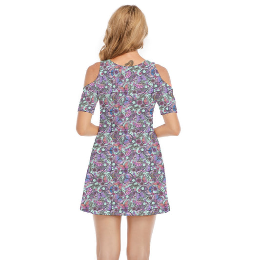 Butterfly Planchettes - Women's Cold Shoulder Cotton Dress