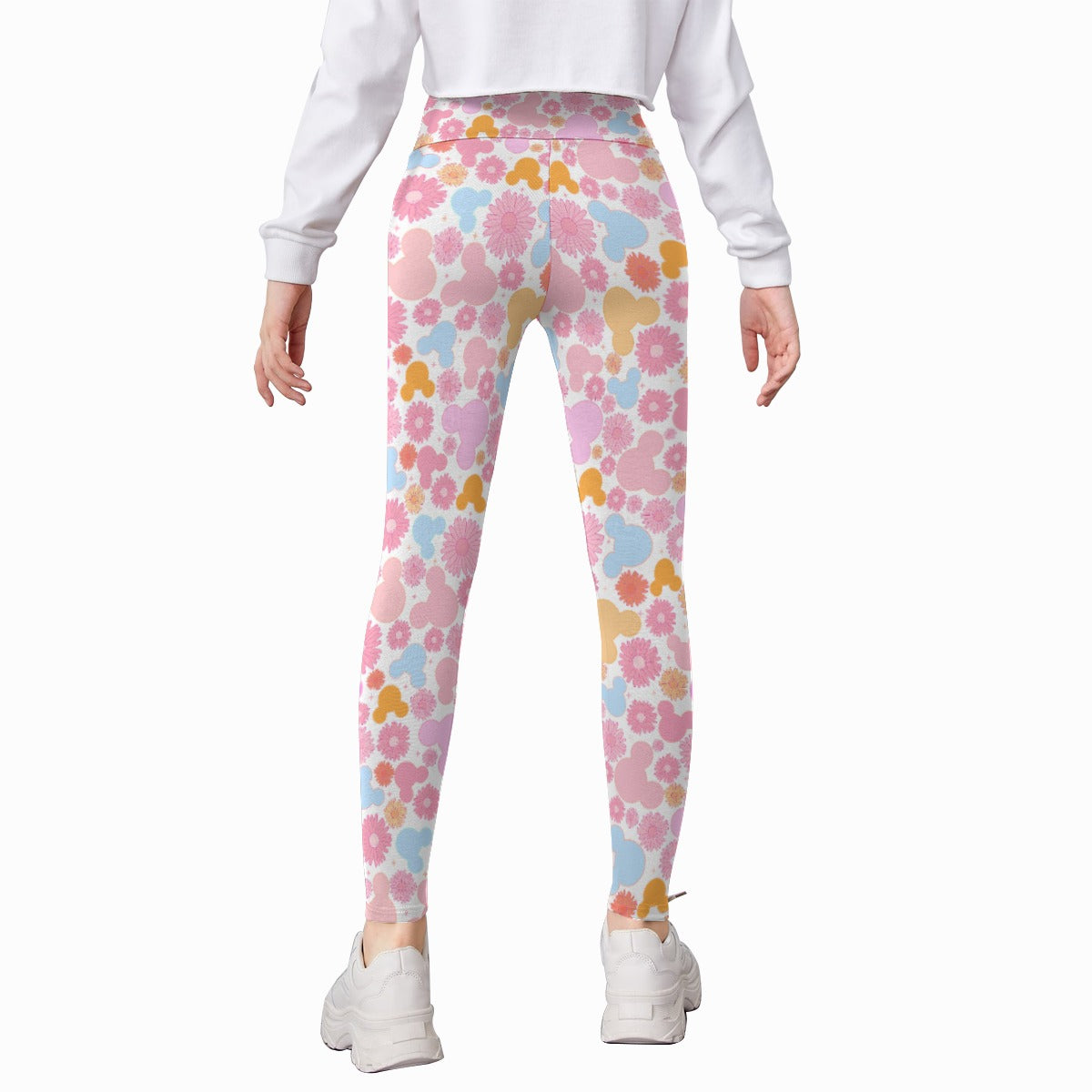 Retro Floral Mouse - Kid's Leggings