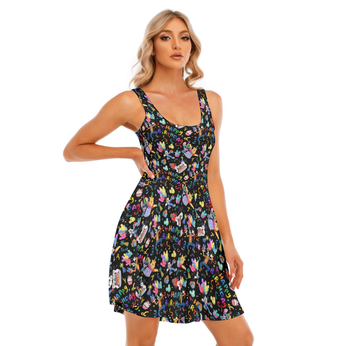 Happy Birthday Celebration - Women's Sleeveless Pocket Skater Dress