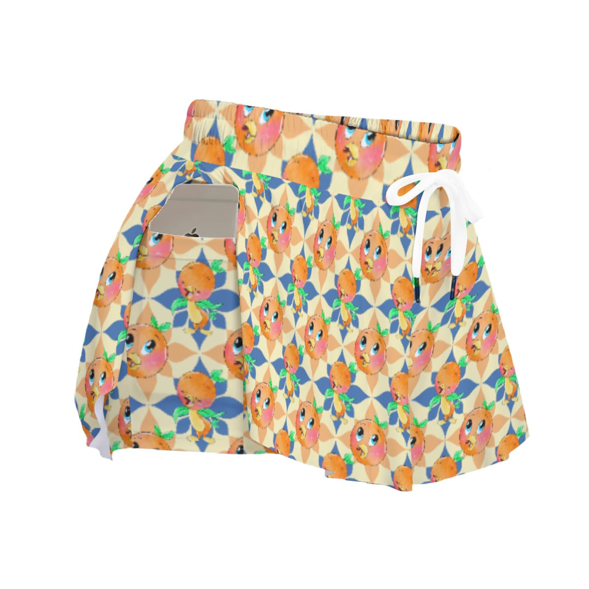 Retro Citrus Play - Women's Flowy Pocket Shorts