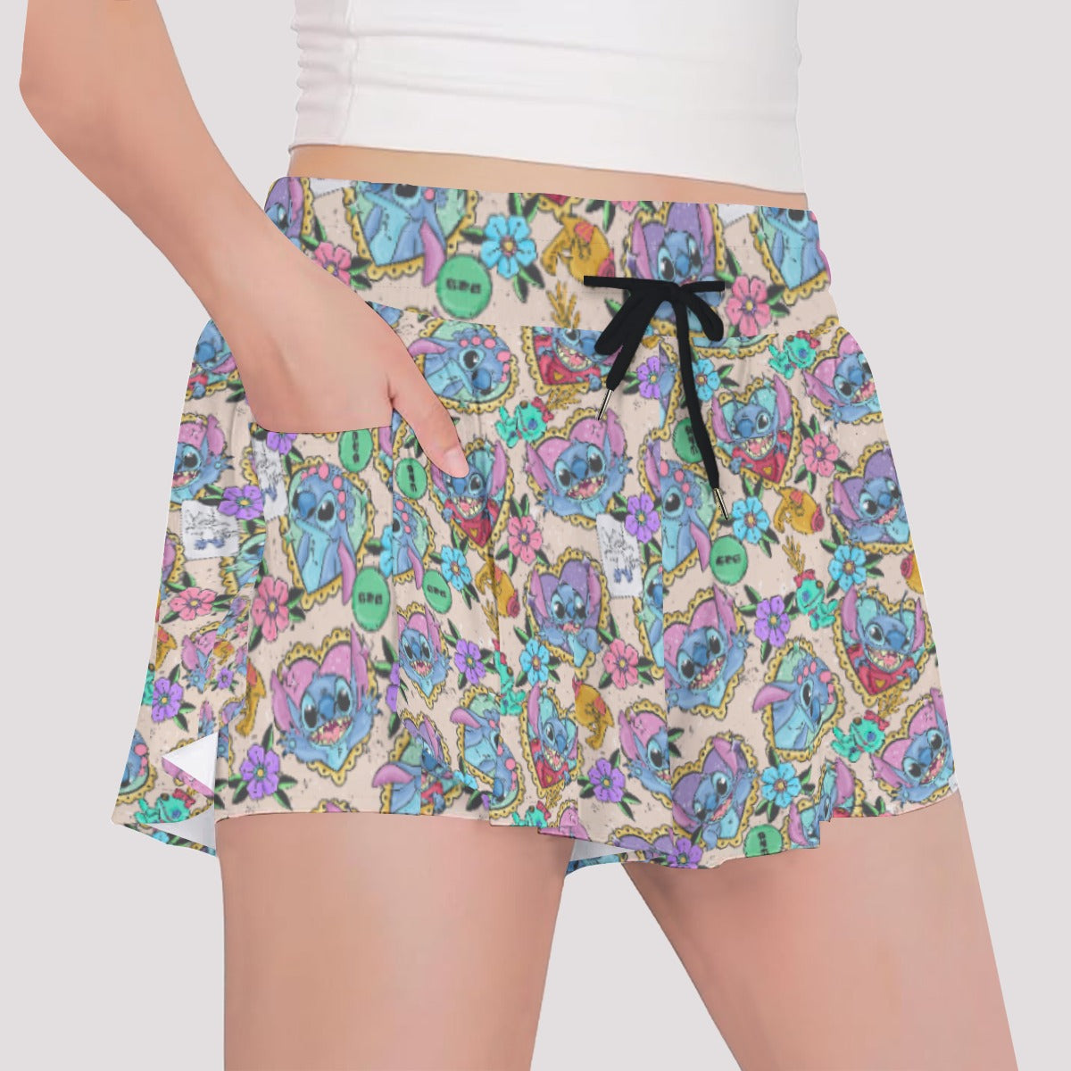 Tattoo Hearts Island Mischief - Girls’ Flowy Pocket Shorts