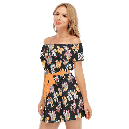 Mouse Friends Halloween Costumes - Women's Off-shoulder Ruffle Dress