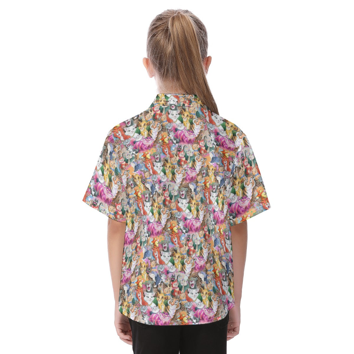 Whimsical Storybook Cats - Kid's Hawaiian Button Up Shirt