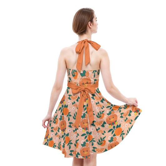 Juicy Citrus Friend - Women's Halter Vintage Pocket Dress