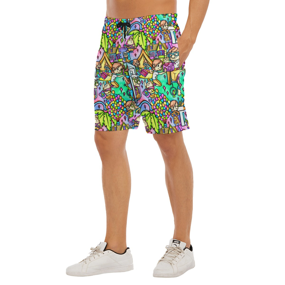 Balloon House Adventure Scenes - Men’s Pocket Beach Shorts