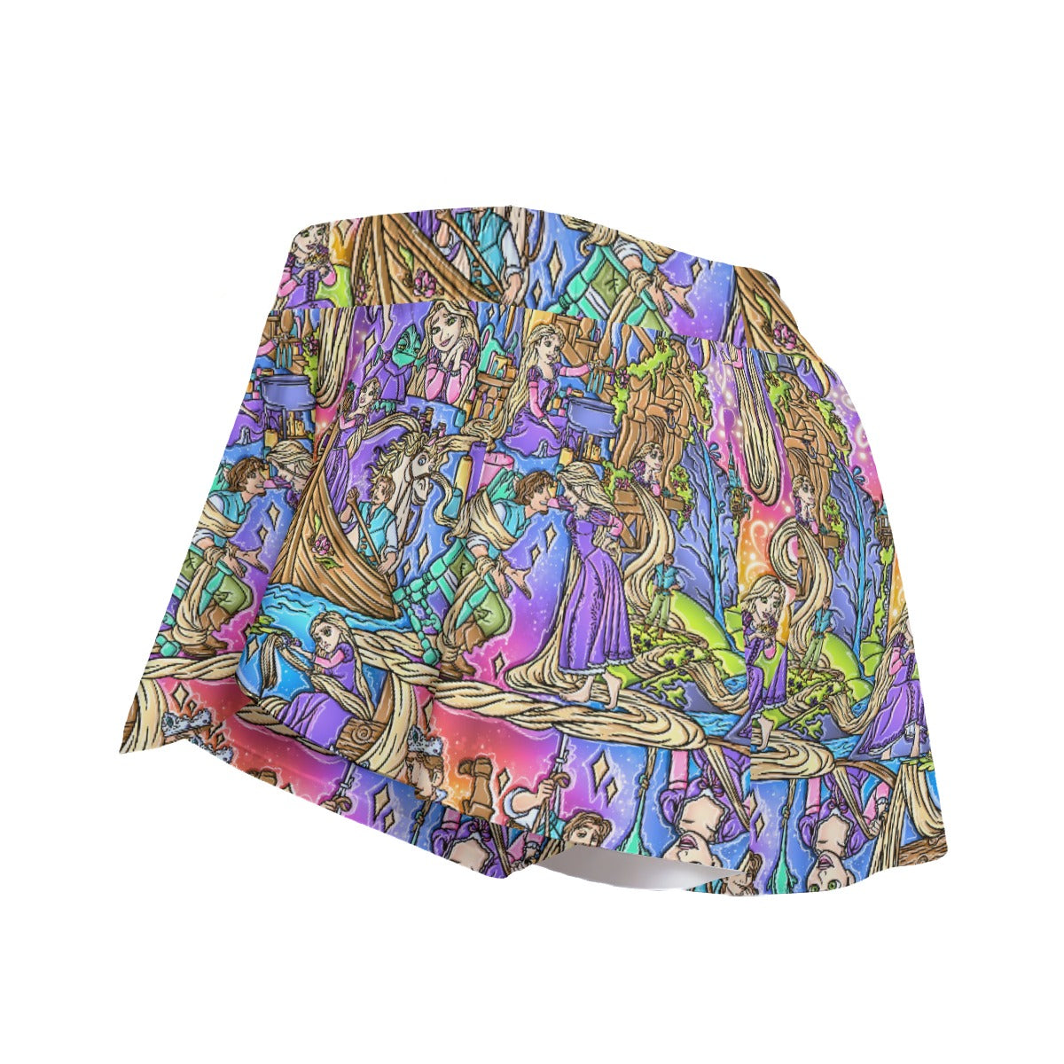 Golden Hair Storybook Scenes - Women's Flowy Pocket Shorts