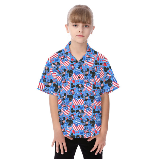 Mouse Fourth of July Celebration - Kid's Hawaiian Button Up Shirt