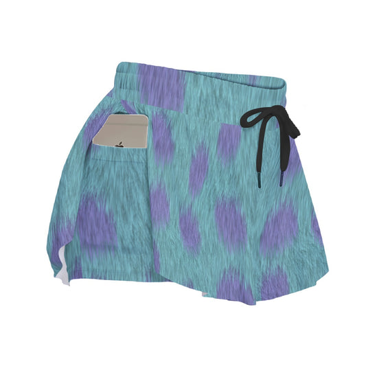 Turquoise Monster Spots - Women's Flowy Pocket Shorts