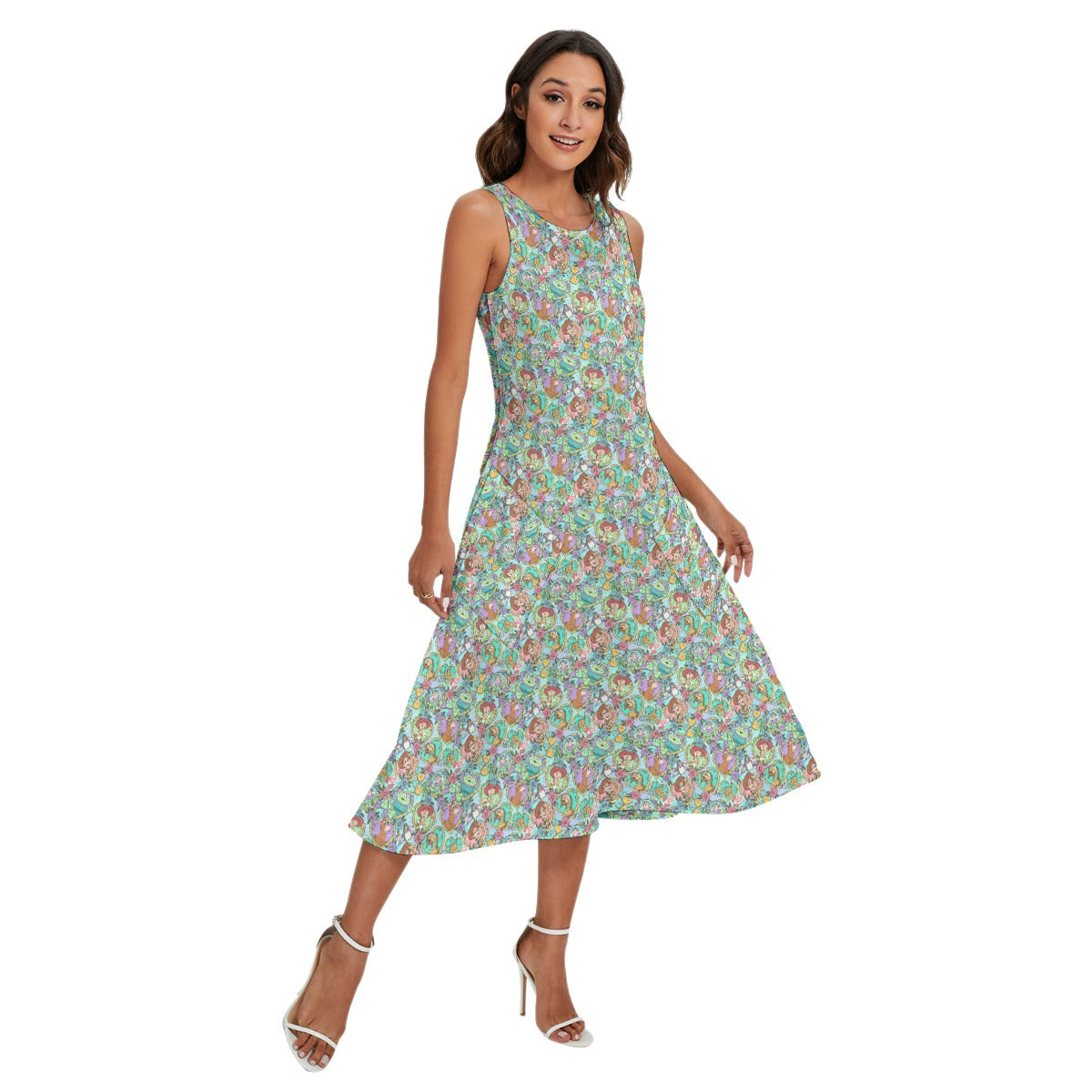 Tattoo Hearts Space Cowboys & Friends - Women’s Diagonal Pocket Midi Dress