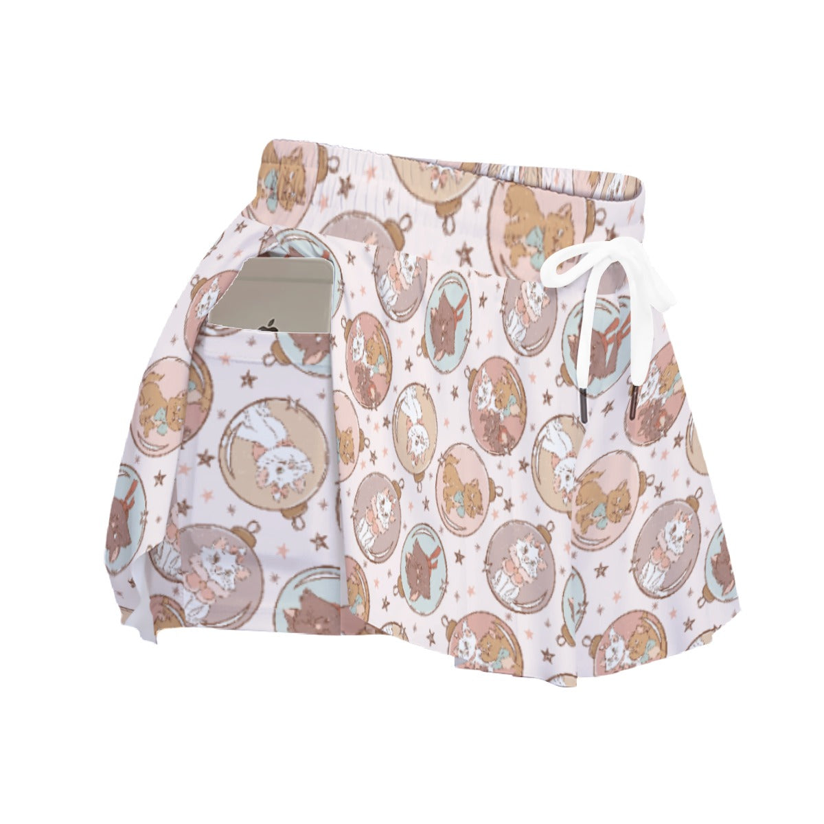 Festive Feline Baublescats - Women's Flowy Pocket Shorts