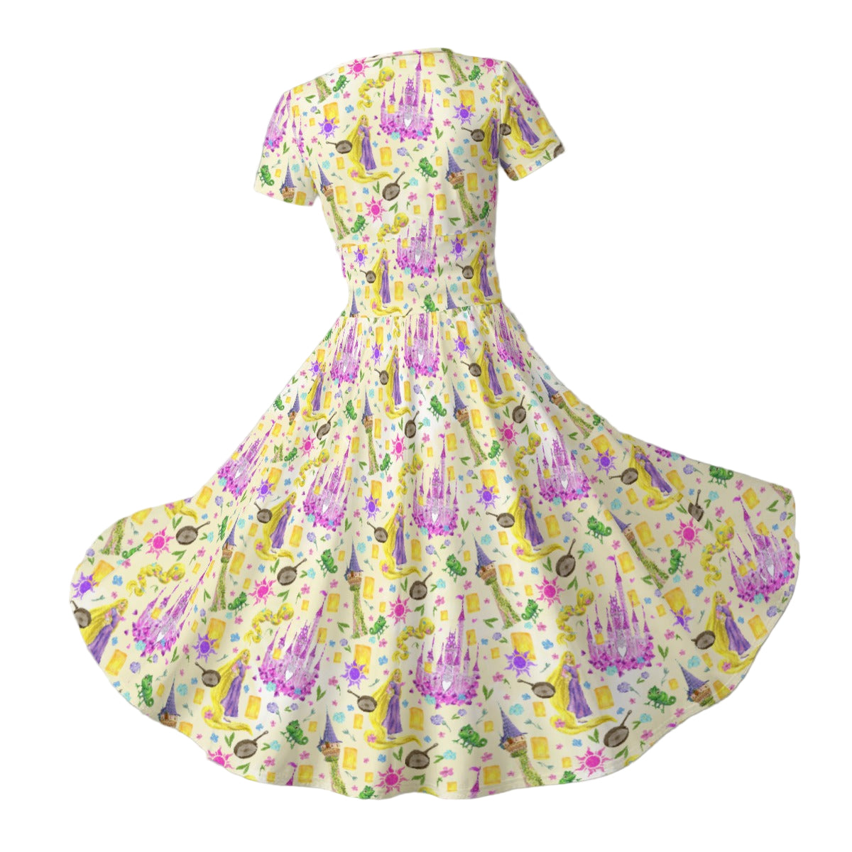 Watercolor Golden Hair Kingdom - Women's V-Neck Ruched Midi Dress