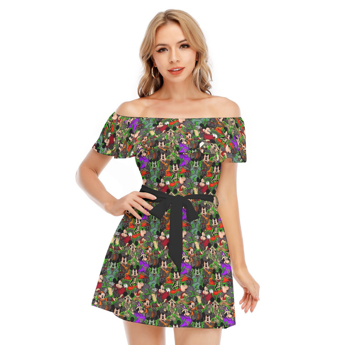 Halloween Costume Mashup - Women's Off-shoulder Ruffle Dress