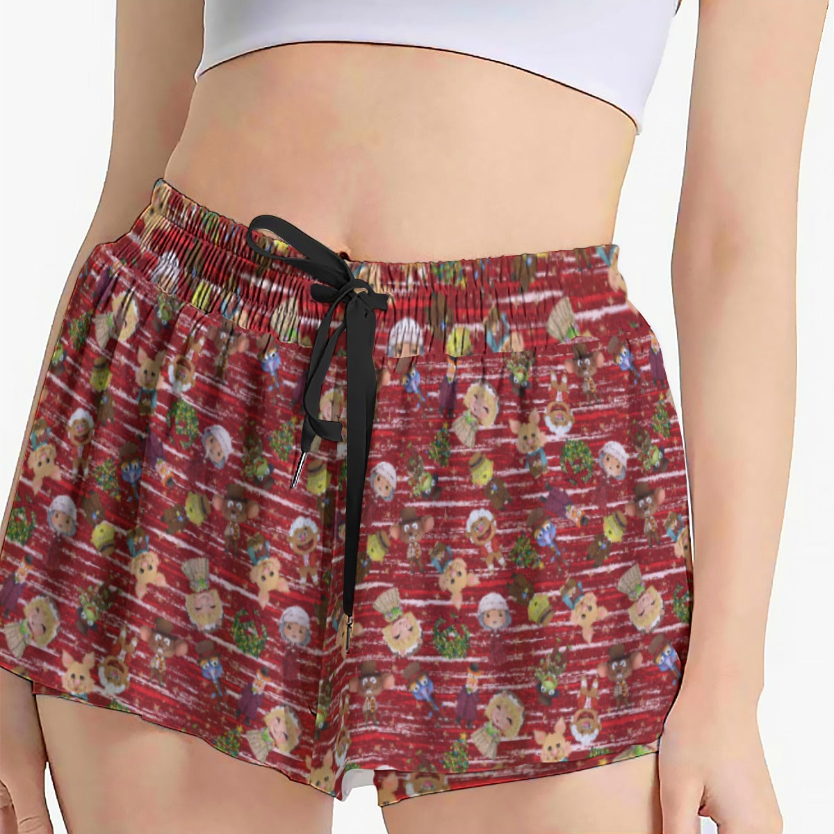 A Very Festive Puppet Christmas - Women's Flowy Pocket Shorts