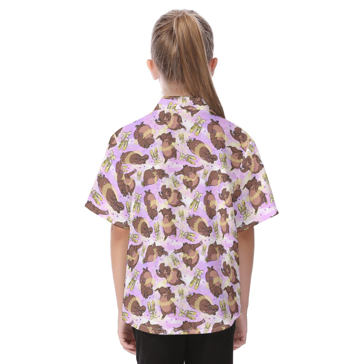 Ballerina Hippos - Kid's Hawaiian Button Up Shirt