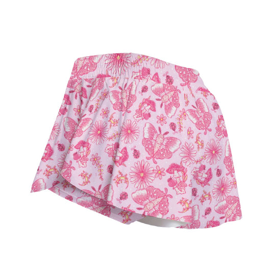 Pink Mushroom Moths - Women's Flowy Pocket Shorts