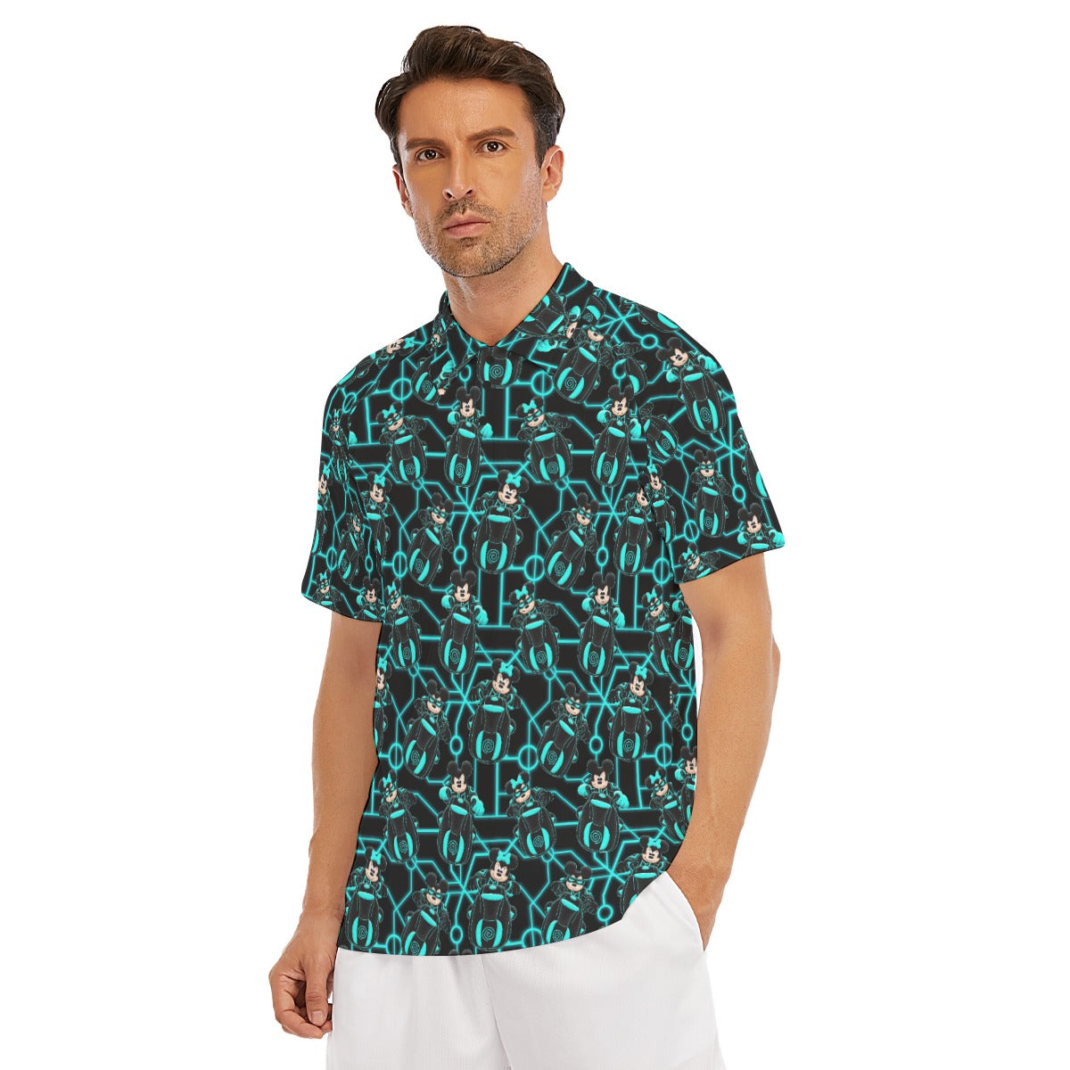 Electric Neon Grid Adventure - Men's Polo Shirt