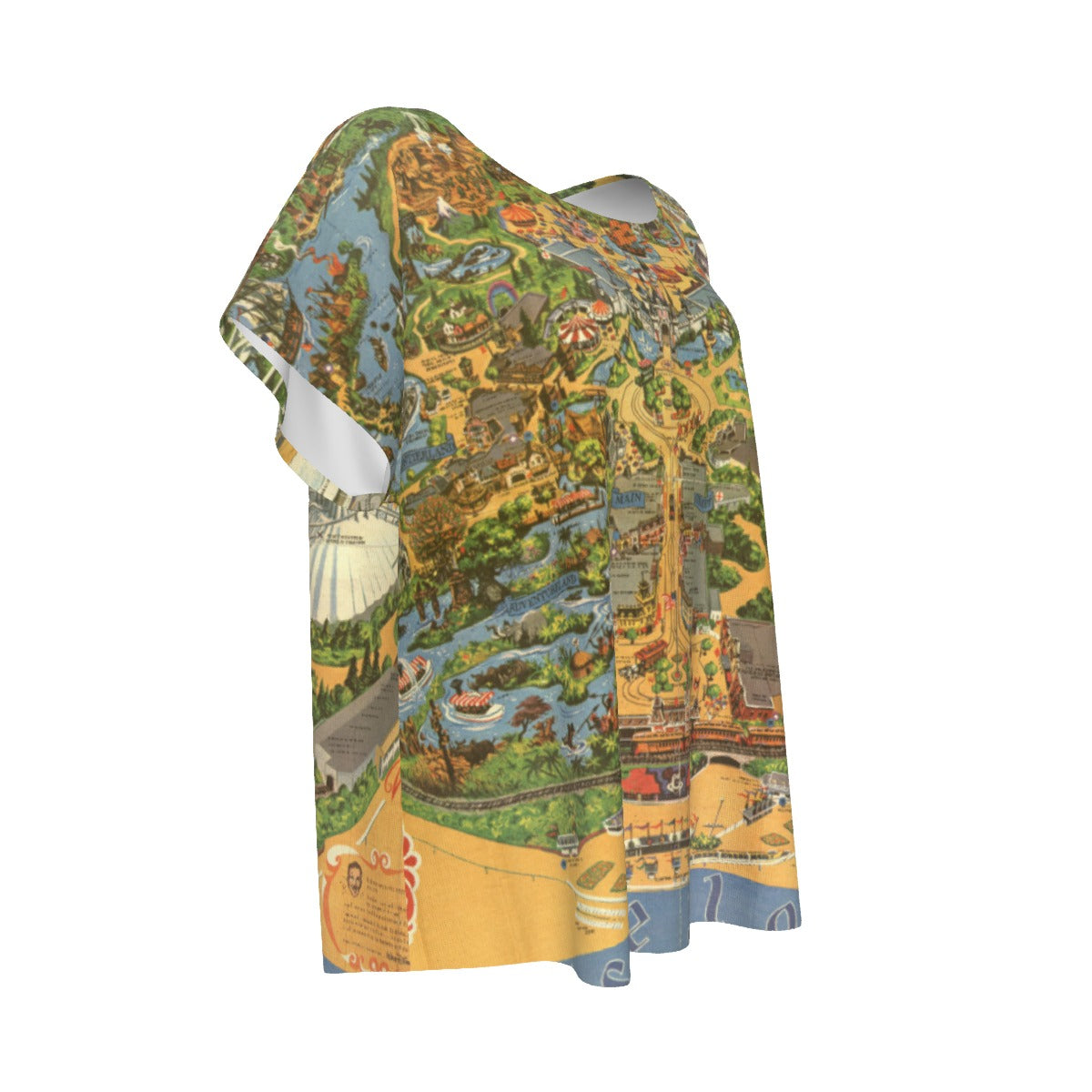 Vintage Theme Park Map- Women’s Relaxed Fit Scoop Tee