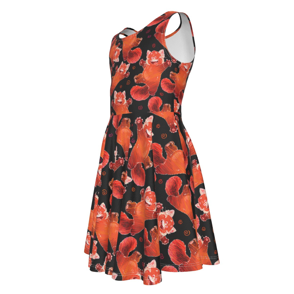 Scribbly Red Panda - Kid's Sleeveless Skater Dress