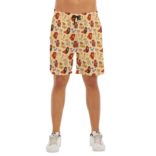 Sketched Savanna Friends - Men’s Pocket Beach Shorts