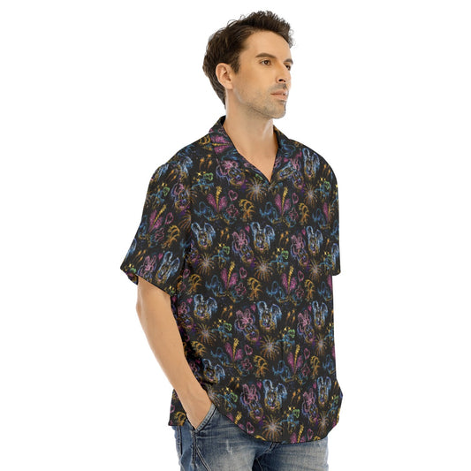 Mouse Friends’ Love in the Sky - Men's Hawaiian Button Up Shirt