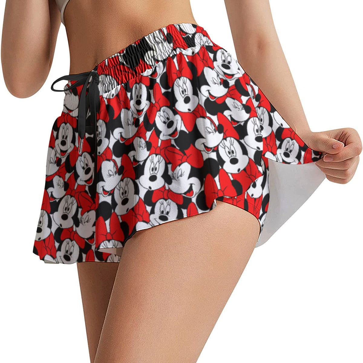 Many Faces of Polka Dot Mouse - Women's Flowy Pocket Shorts