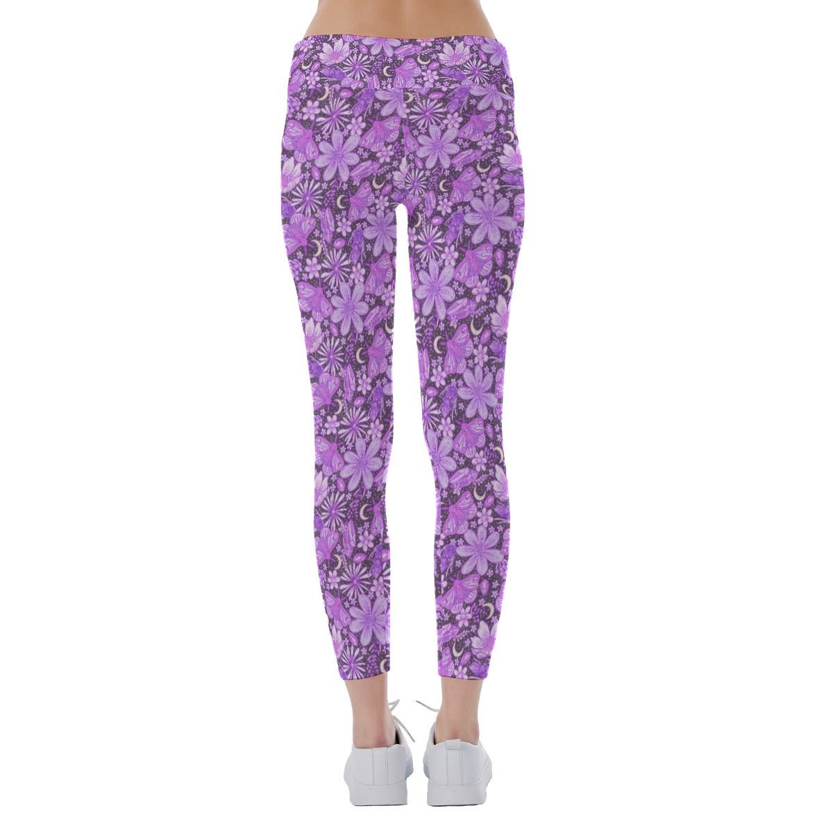 Purple Crystal Moths - Women's Yoga Leggings
