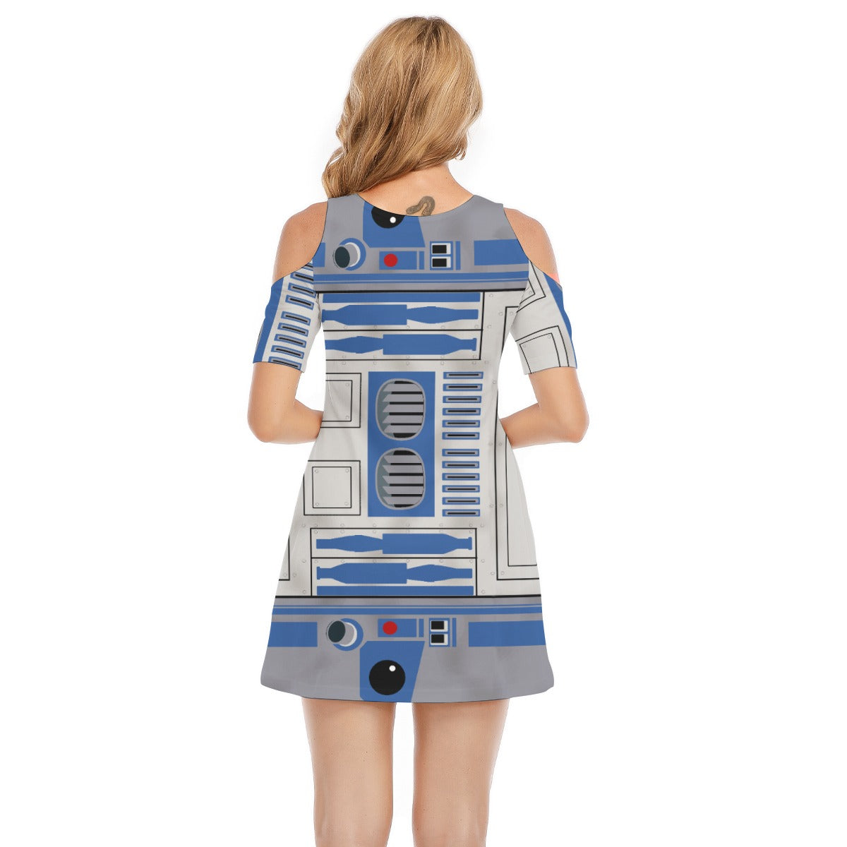 Little Blue Droid - Women's Cold Shoulder Cotton Dress
