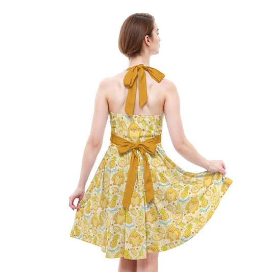 Fruitimals - Pineapple Penguins - Women's Halter Vintage Pocket Dress