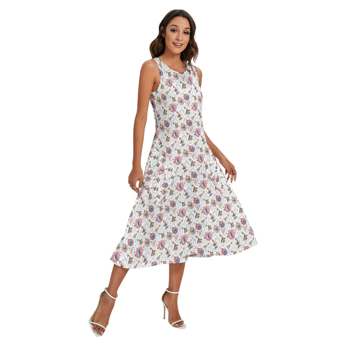 Festive Elf and Ornament Fun - Women’s Diagonal Pocket Midi Dress