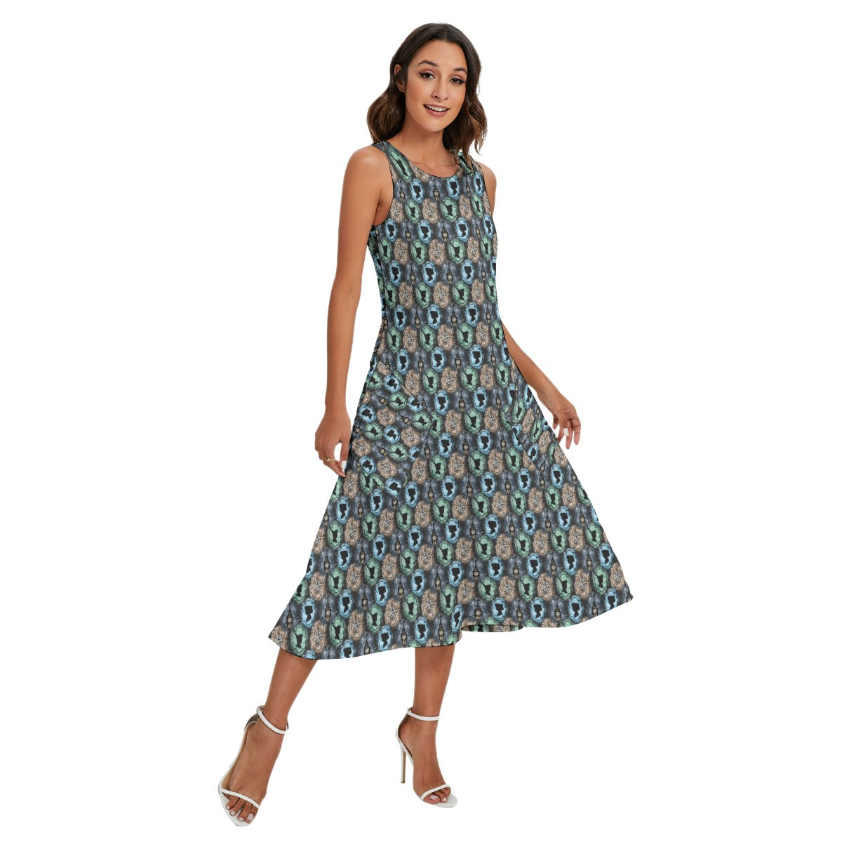 Starry Flight Silhouettes - Women’s Diagonal Pocket Midi Dress