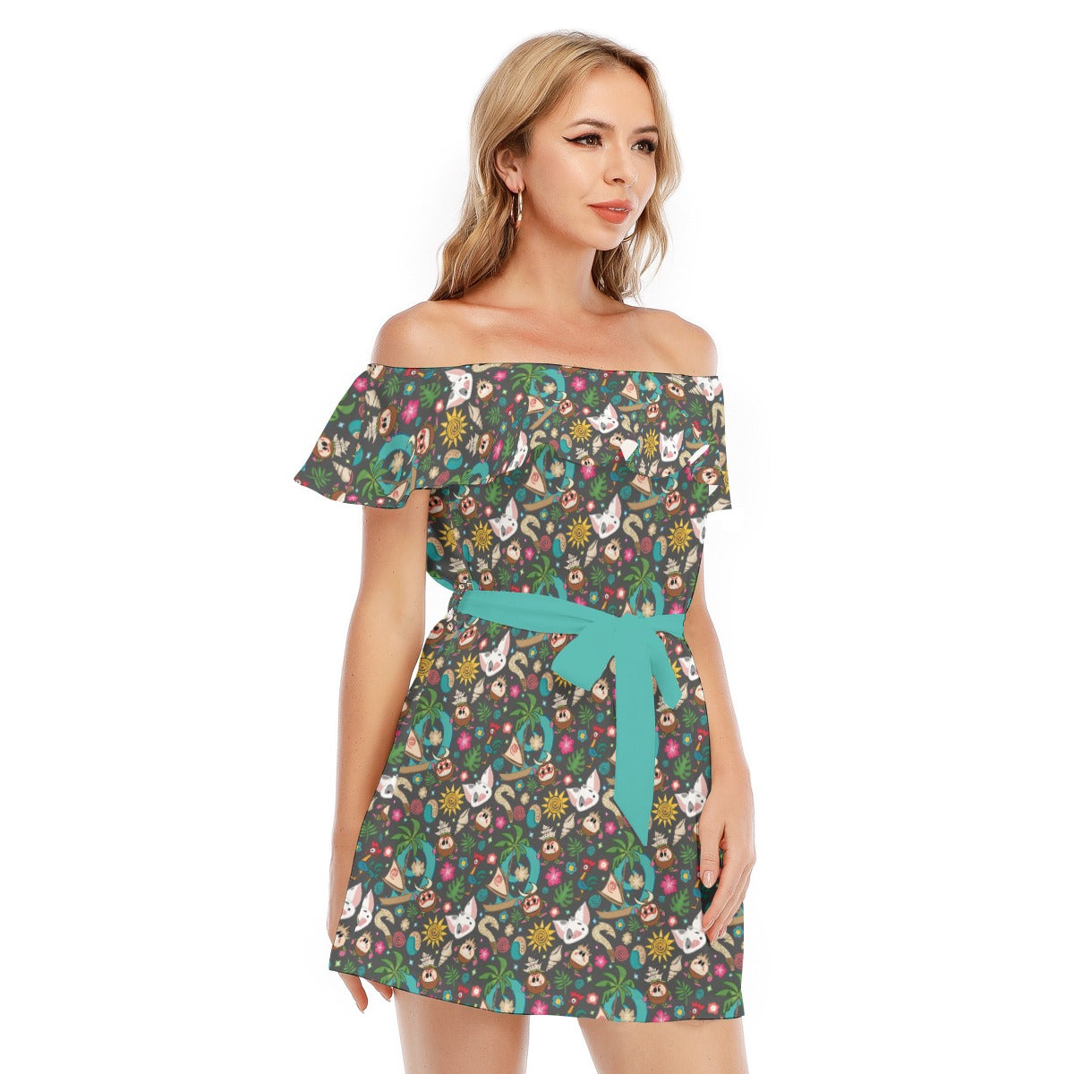 Polynesian Princess Icons - Women's Off-shoulder Ruffle Dress