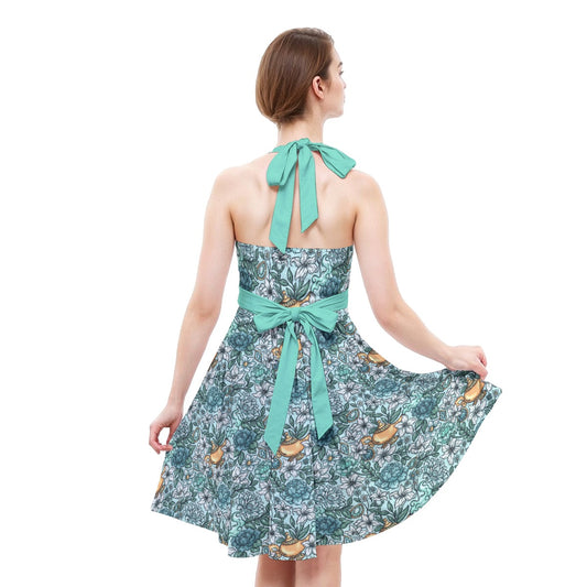 Fairytale Florals - Arabian Princess - Women's Halter Vintage Pocket Dress
