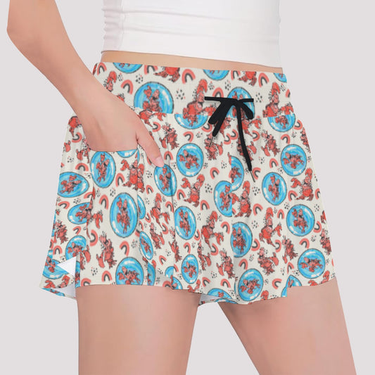 Joyful Crab by the Sea - Girls’ Flowy Pocket Shorts