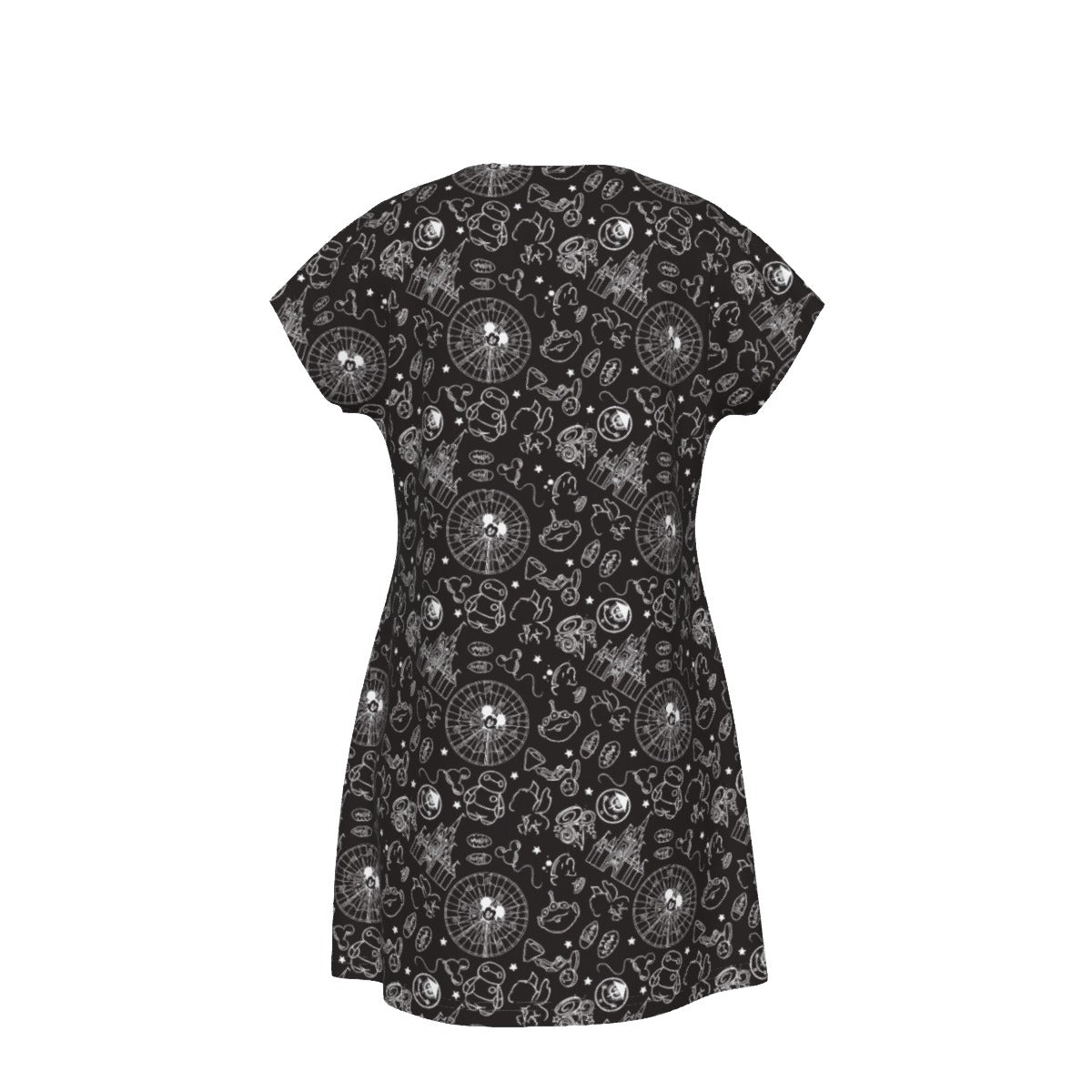 Monochrome Theme Park Icons - Women's T-Shirt Dress