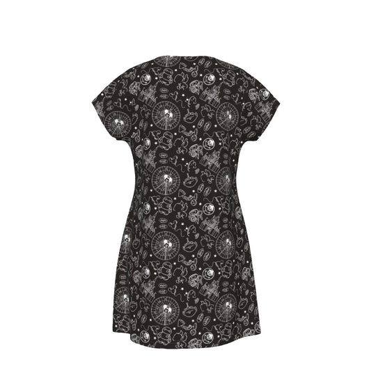 Monochrome Theme Park Icons - Women's T-Shirt Dress