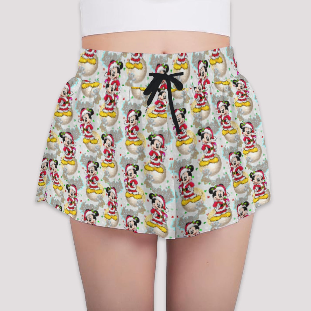 Santa Mouse Celebration - Girls’ Flowy Pocket Shorts