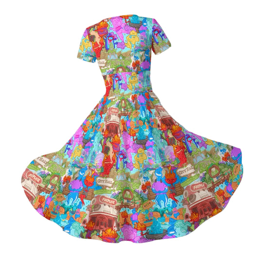 Element City Scene Collage - Women's V-Neck Ruched Midi Dress