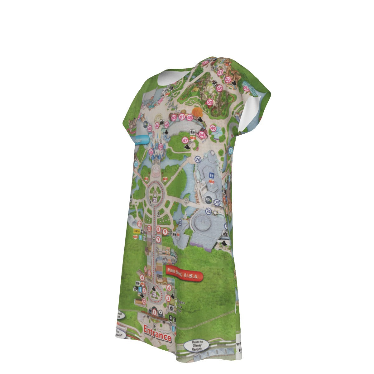 Vibrant Fantasy Park Map - Women's T-Shirt Dress