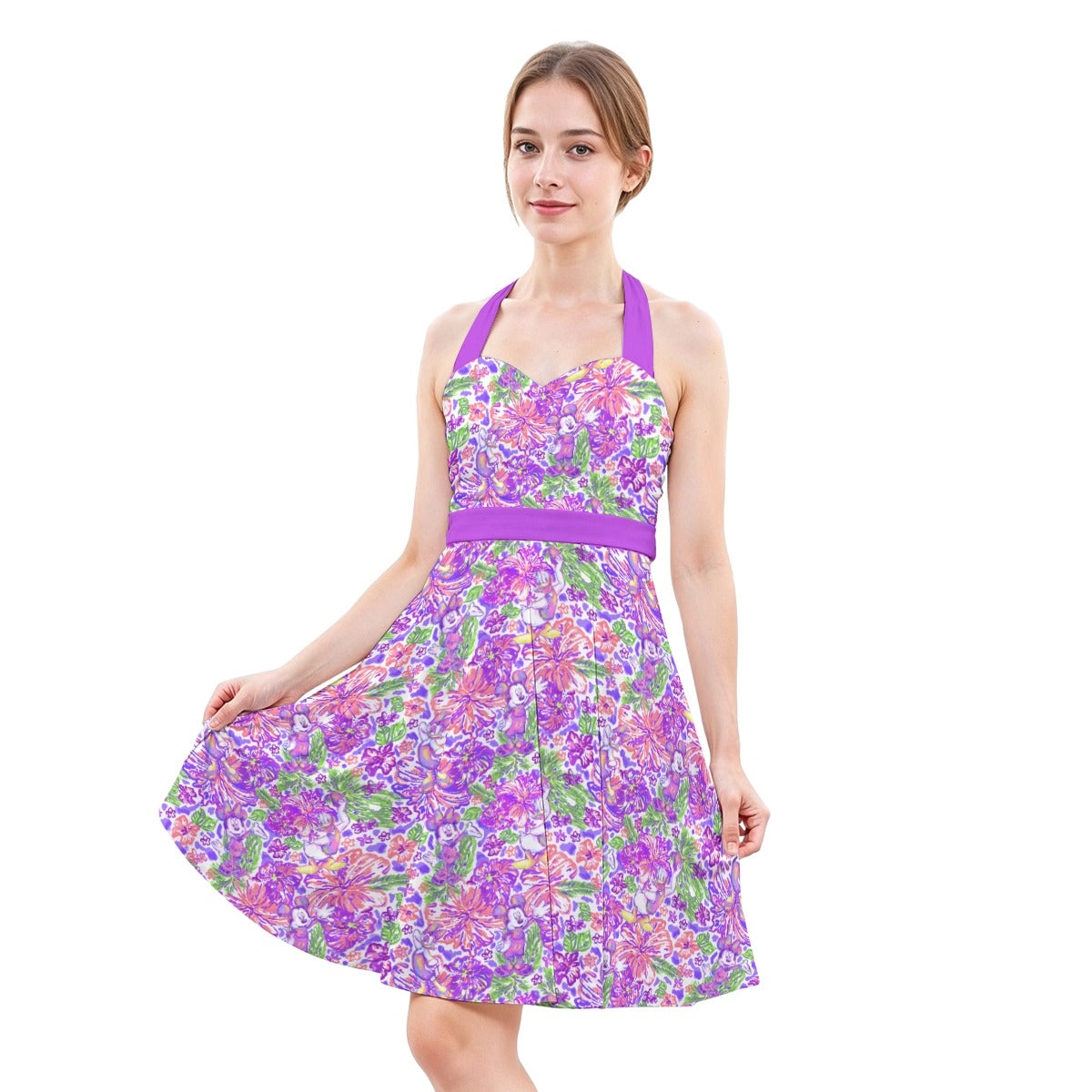 Tropical Splash Vibes - Iconic Crewends - Women's Halter Vintage Pocket Dress