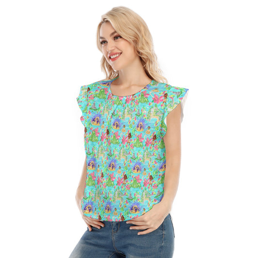 Tropical Island Paradise - Women’s Flutter Sleeve Top