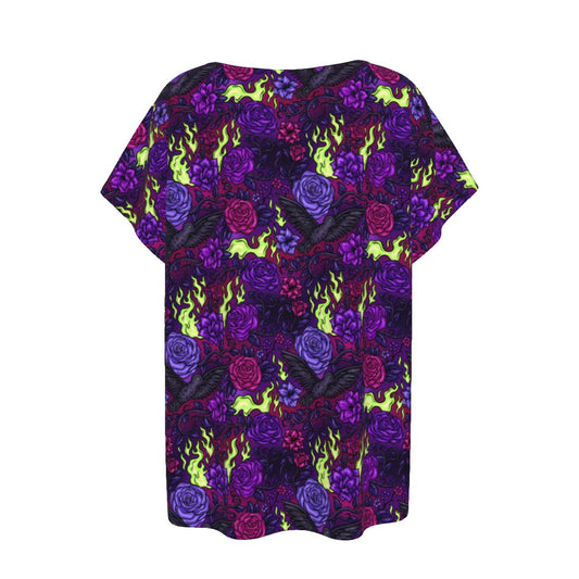 Fairytale Florals - Dark Enchantress - Women’s Relaxed Fit Scoop Tee