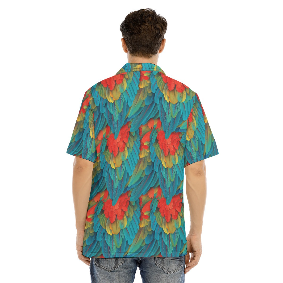 Animal Print - Macaw Parrot - Men's Hawaiian Button Up Shirt