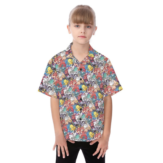 Undersea Crew Sketch - Kid's Hawaiian Button Up Shirt
