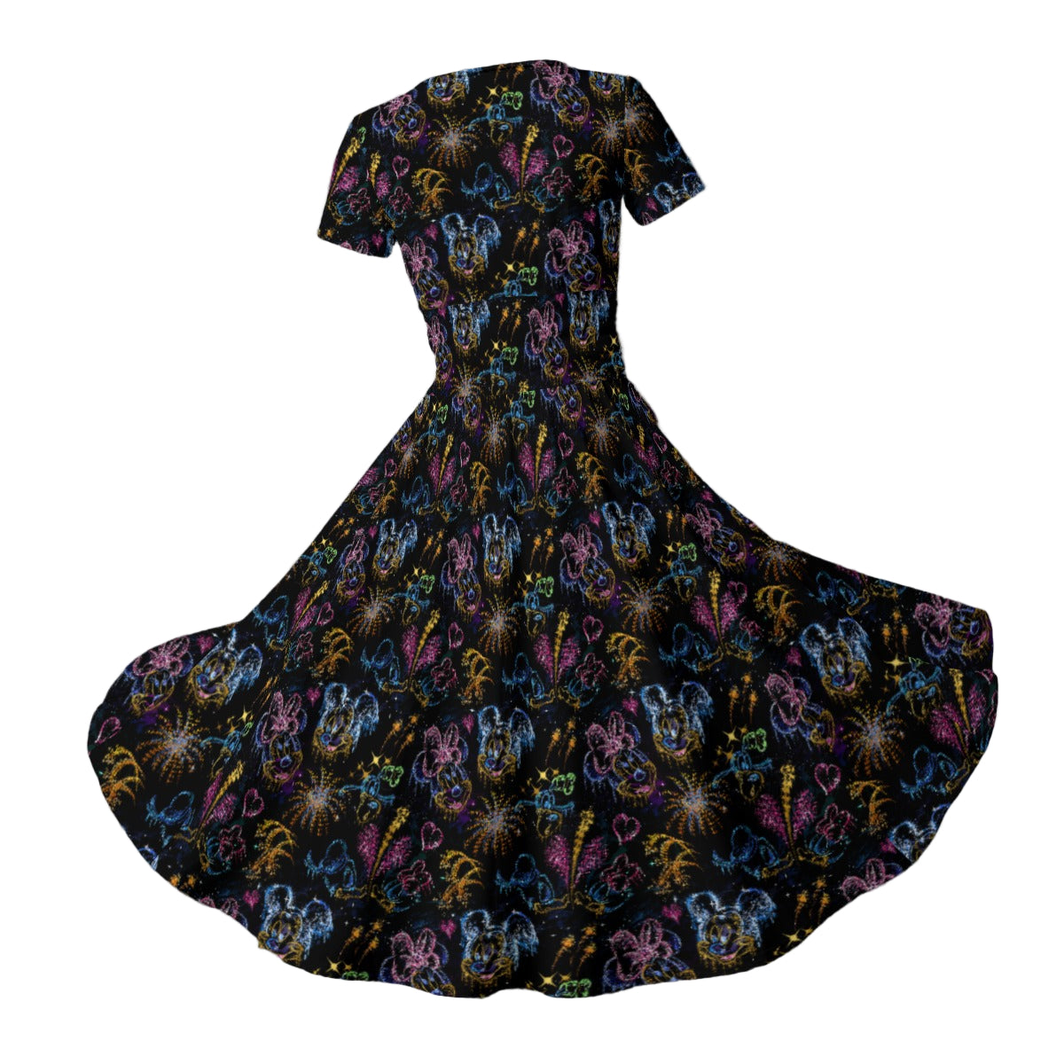 Mouse Friends’ Love in the Sky - Women's V-Neck Ruched Midi Dress