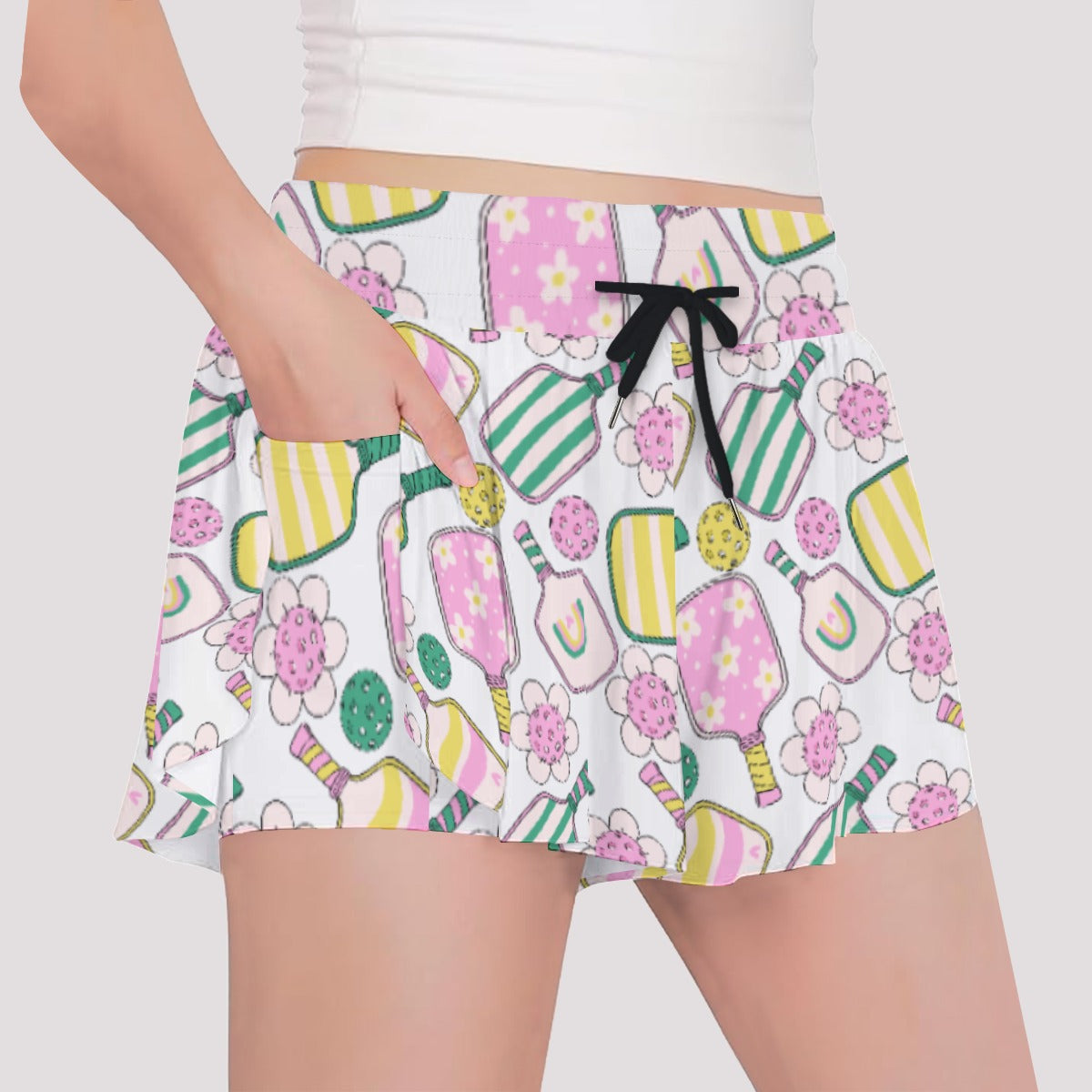 Pretty Pickleball Paddles - Girls’ Flowy Pocket Shorts
