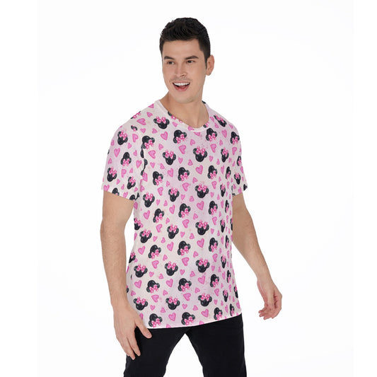 Watercolor Pink Bow Mouse Ears - Men's Short Sleeve T-Shirt