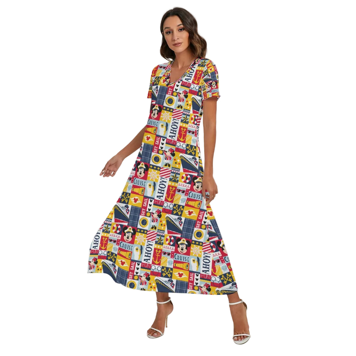 cruise maxi dresses Nautical Patchwork this floor Size:42W x 34L Sexy Halter Hollow Out must have juniors